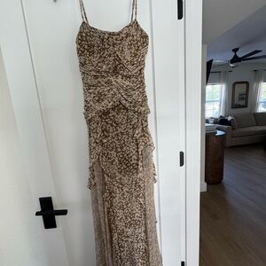 Shona Joy Tan Patterned Maxi Dress